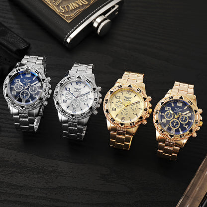 Fake Three-eye Casual Steel Watch Alloy Fashion