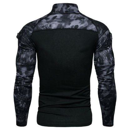 Men's Camouflage Long Sleeve Zipper Pocket T-Shirt