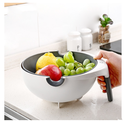 Double Drain Basket Bowl Washing Kitchen Strainer