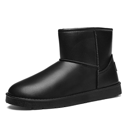 Black Ankle Boots Men Winter Warm Flat Shoes