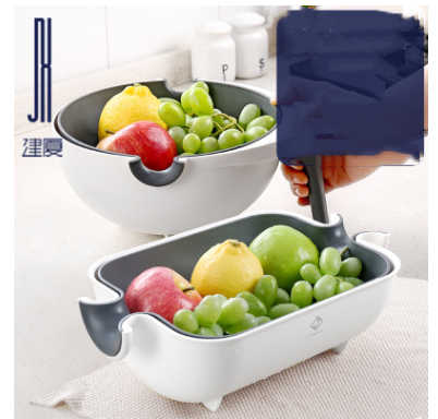 Double Drain Basket Bowl Washing Kitchen Strainer