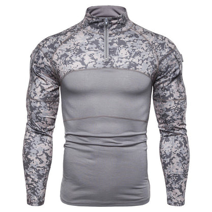 Men's Camouflage Long Sleeve Zipper Pocket T-Shirt