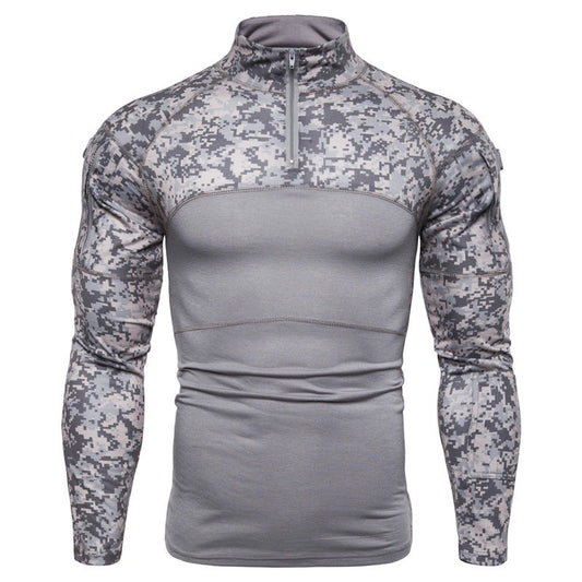 Men's Camouflage Long Sleeve Zipper Pocket T-Shirt