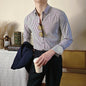 Slim Fitting Coffee Striped Shirt For Men