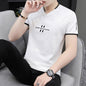 Men's Summer Ice Silk Short Sleeve Trendy Base Shirt Men's Half Sleeve Clothes Fashion Brand Chicken Collar T-shirt