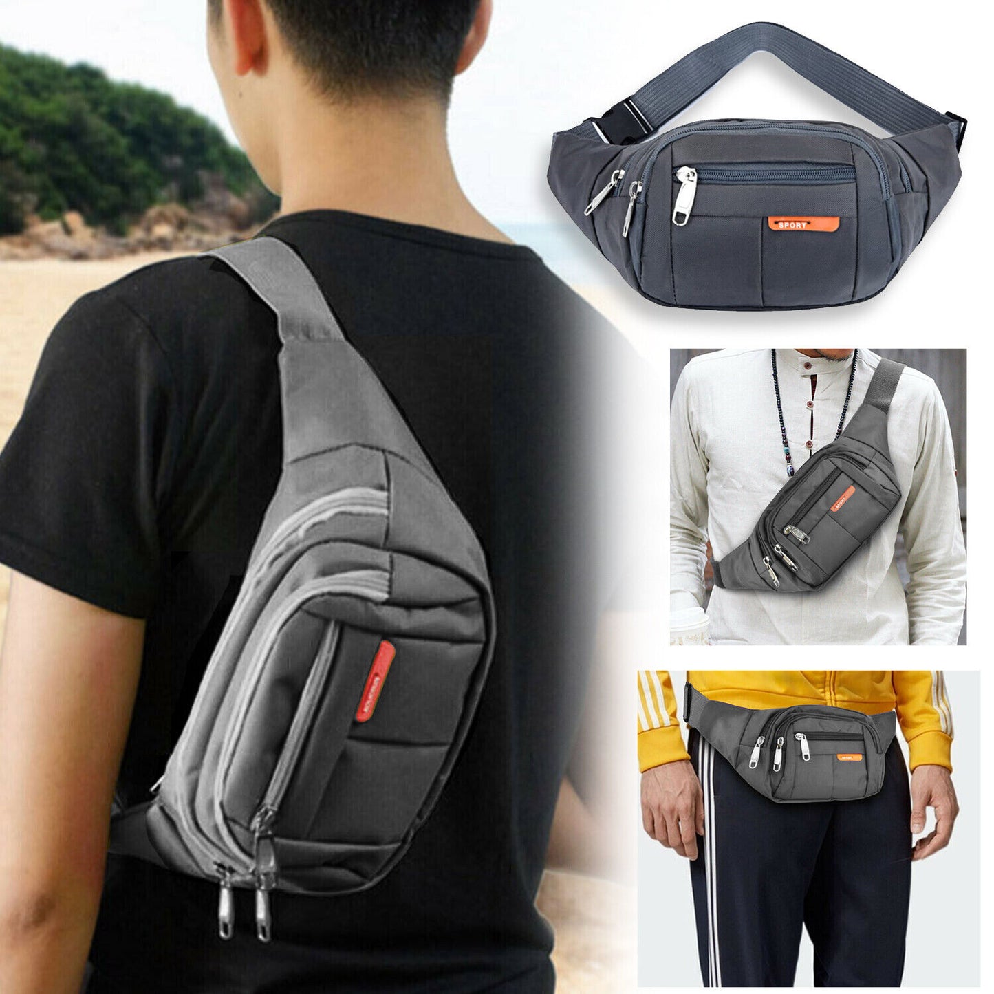 Men Women Fanny Pack Belt Waist Bag Cross Body Sling Shoulder Travel Sport Pouch