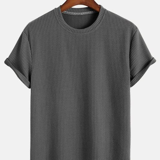 Men's Fashion Solid Color Loose Round Neck T-shirt