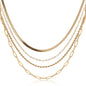 Europe And The United States Exquisite Layered Necklace Women's Snakebone Chain Paper Clip Figaro Chain Necklace Set