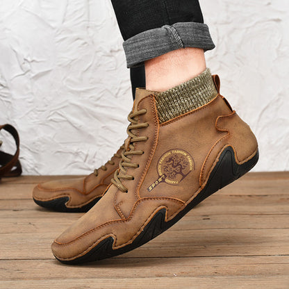 Men Ankle Boots High Top High Quality Flats Shoes