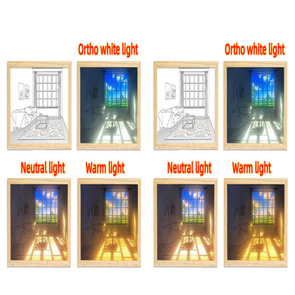 Illuminated Picture LED Decorative Light Painting Bedside Picture Style Creative Modern Simulate Sunshine Drawing Night Light Gift