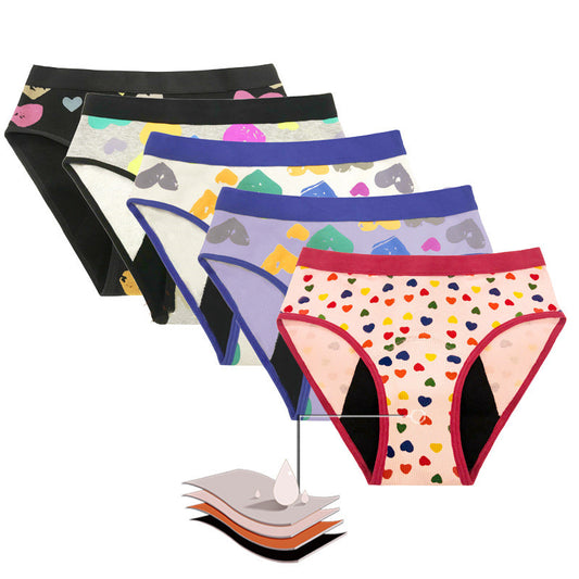 Girls Multicolor Fashion Print Leakproof Panties