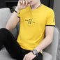 Men's Summer Ice Silk Short Sleeve Trendy Base Shirt Men's Half Sleeve Clothes Fashion Brand Chicken Collar T-shirt