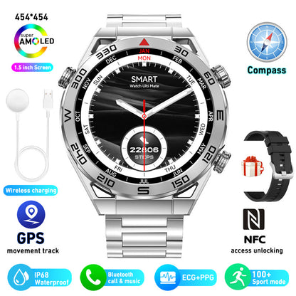 ECG PPG Bluetooth Calling Compass GPS Wireless Charger Smart Watch