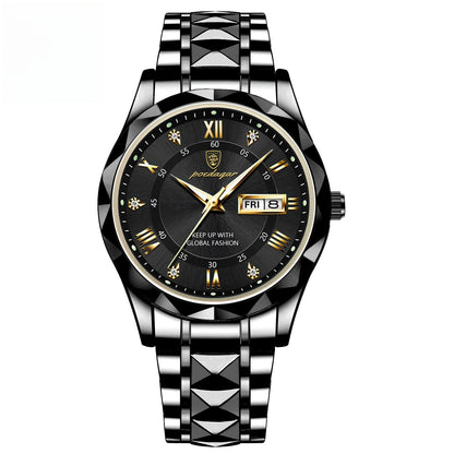 Men's Waterproof Double Calendar Luminous Quartz Watch