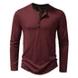 Men's Slub Cotton Henry Collar Long Sleeve Men Fashion Long Sleeve