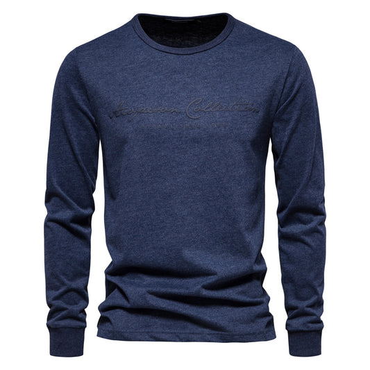 Men's Fashion Casual Exercise Round Neck Print Long Sleeves Bottoming Shirt