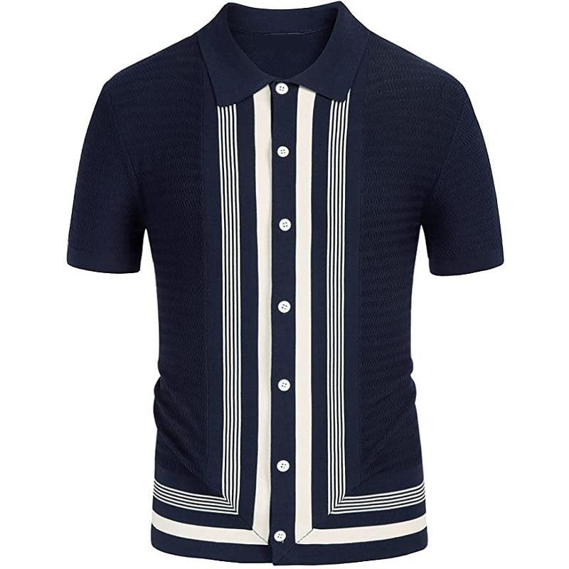 Summer Stripes Lapel Knitwear Male