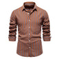 Men's Fashionable All-match Striped Long-sleeved Cotton Shirt Top