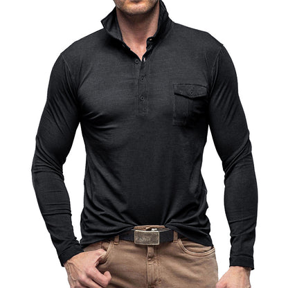 Outdoor Autumn And Winter New Polo Collar European And American Men's T-shirt