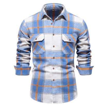 Men's Fashion Plaid Long Sleeve Shirt Top