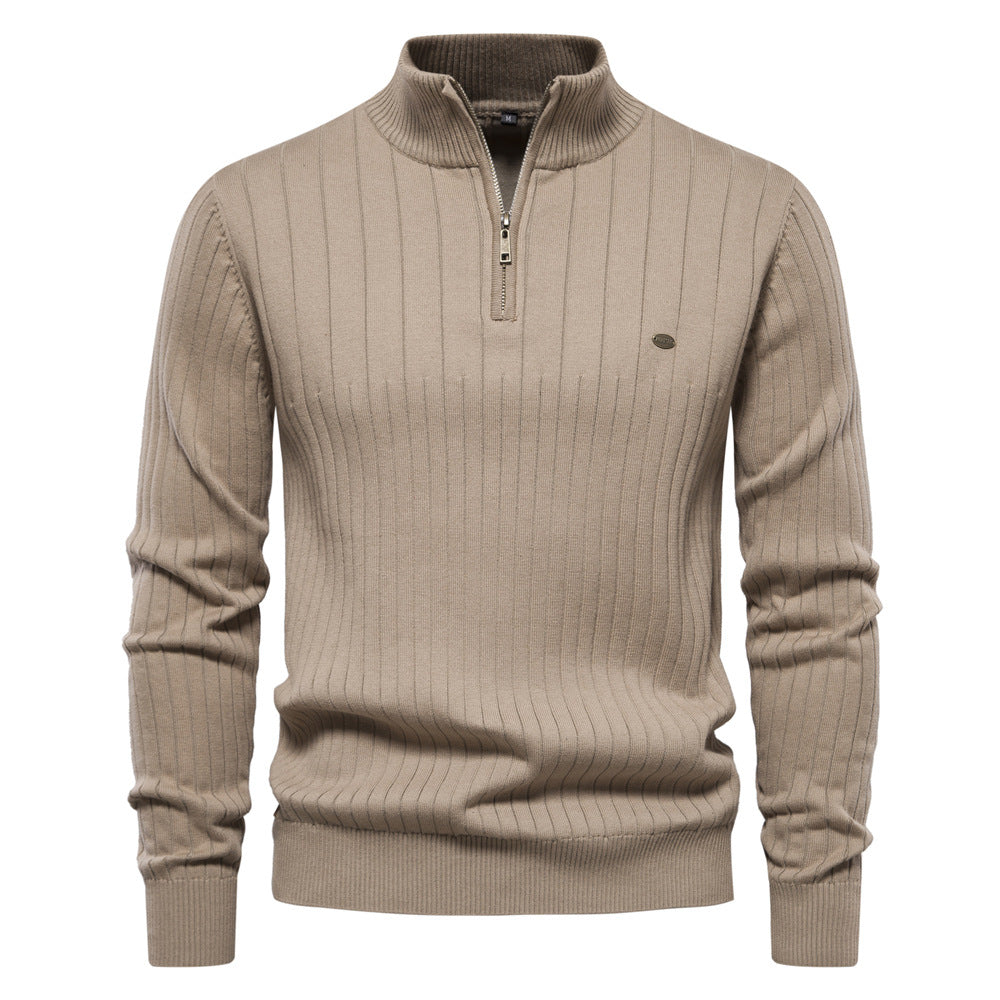 Men's Fashion Casual Stand Collar Half Zip Knitwear Sweater