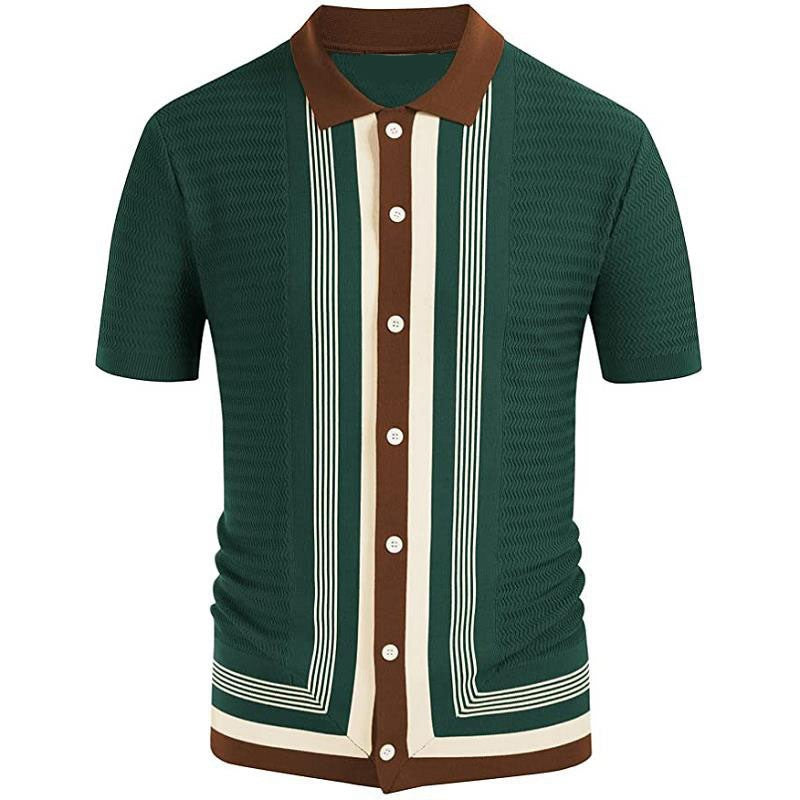 Summer Stripes Lapel Knitwear Male