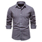 Men's Fashionable All-match Striped Long-sleeved Cotton Shirt Top