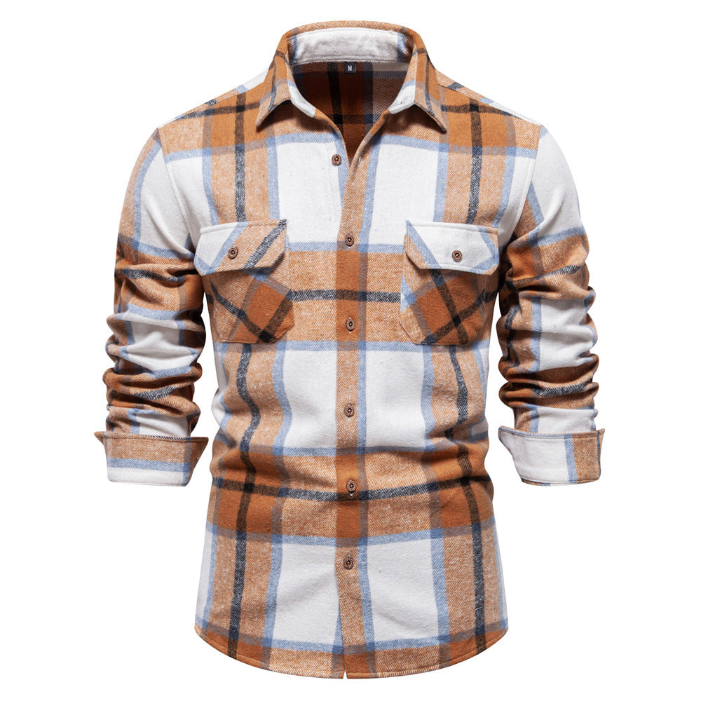 Men's Fashion Plaid Long Sleeve Shirt Top