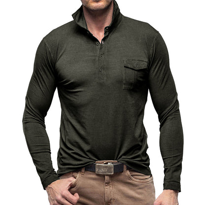 Outdoor Autumn And Winter New Polo Collar European And American Men's T-shirt