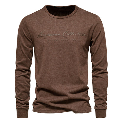 Men's Fashion Casual Exercise Round Neck Print Long Sleeves Bottoming Shirt