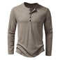 Men's Slub Cotton Henry Collar Long Sleeve Men Fashion Long Sleeve