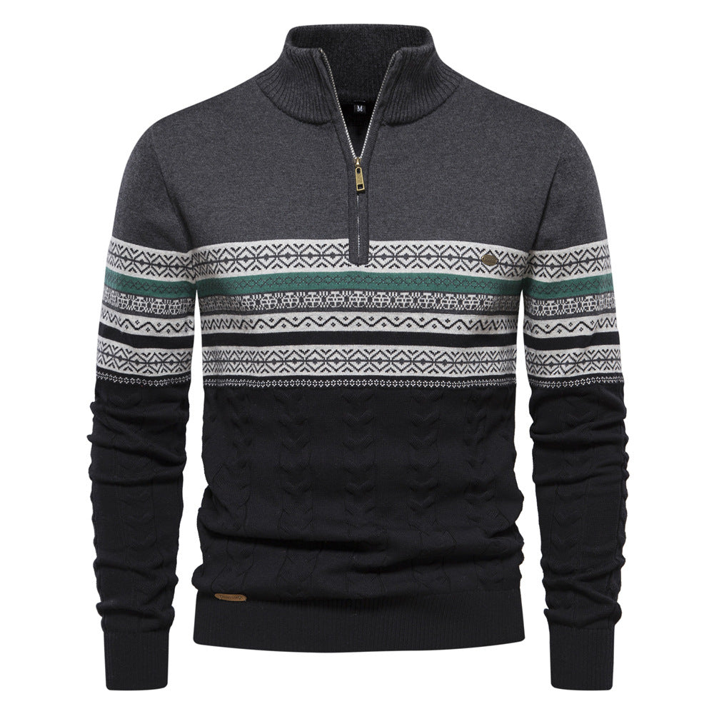 Men's Fashion Stand-up Collar All-match Half Zipper Sweater