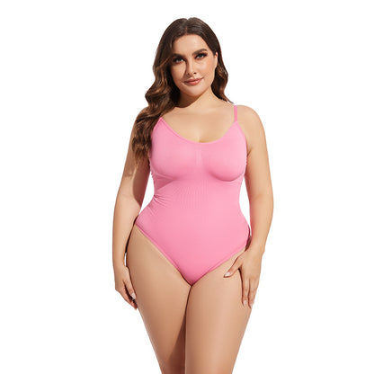 Women's Fashion Simple Seamless Body Shaping Breasted Elastic Jumpsuit