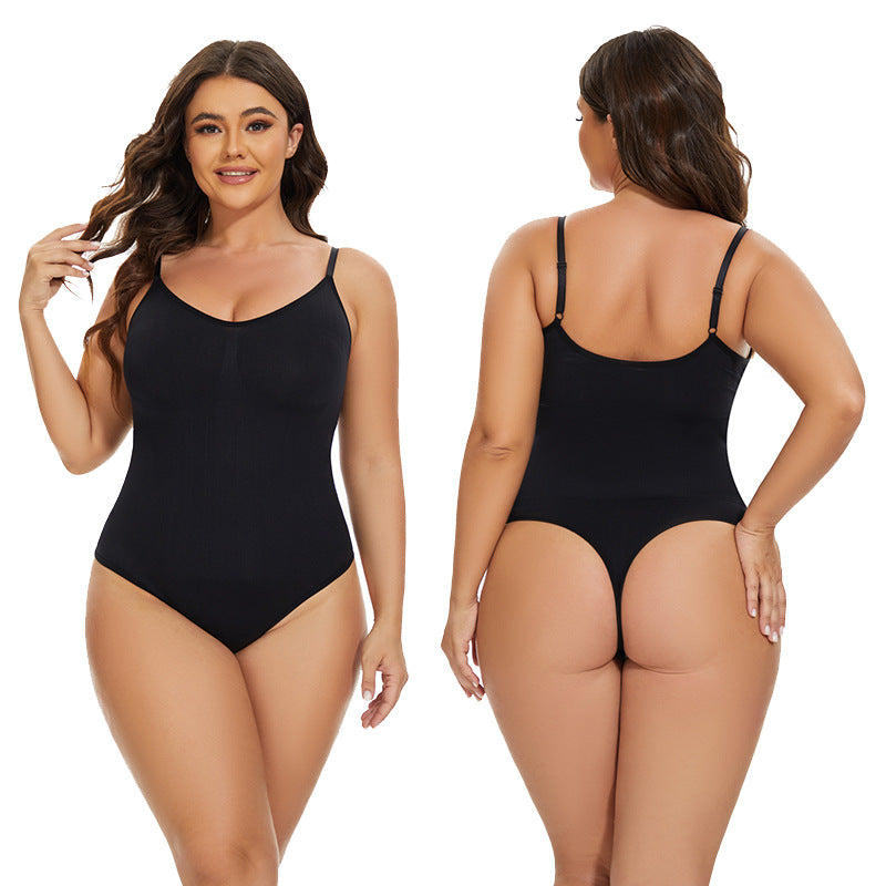 Women's Fashion Simple Seamless Body Shaping Breasted Elastic Jumpsuit