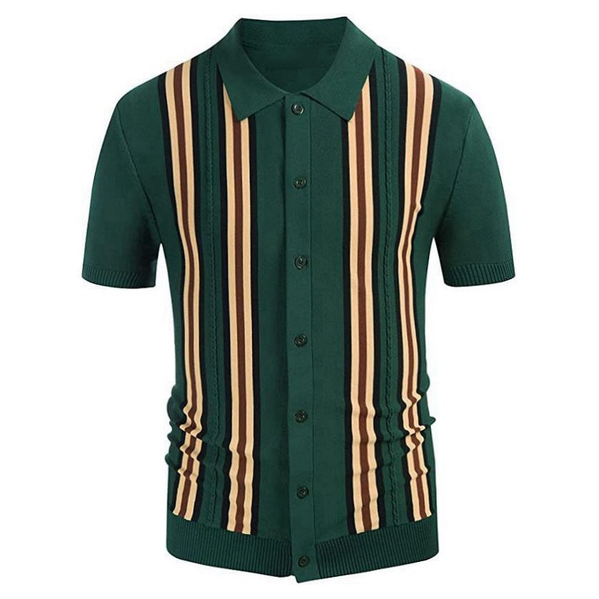 Summer Green Striped Short Sleeve