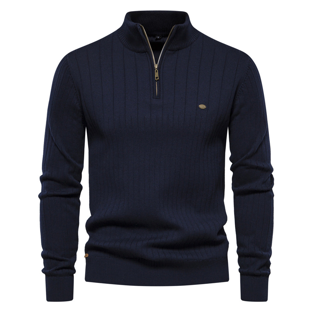 Men's Fashion Casual Stand Collar Half Zip Knitwear Sweater