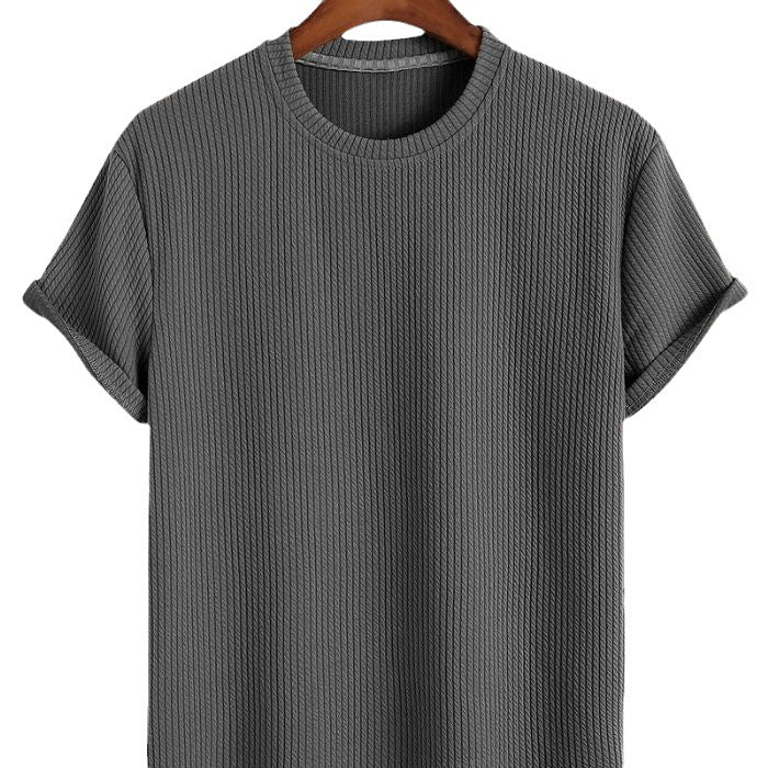 Men's Fashion Solid Color Loose Round Neck T-shirt