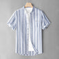 Linen Japanese-style Retro Stand Collar Short Sleeve Shirt For Men