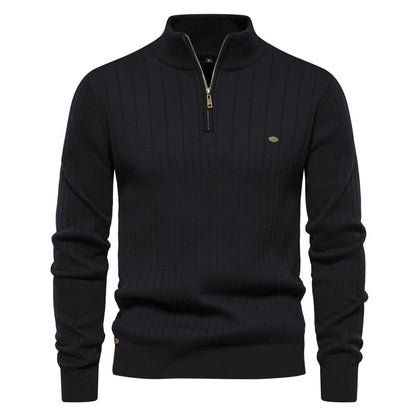 Men's Fashion Casual Stand Collar Half Zip Knitwear Sweater