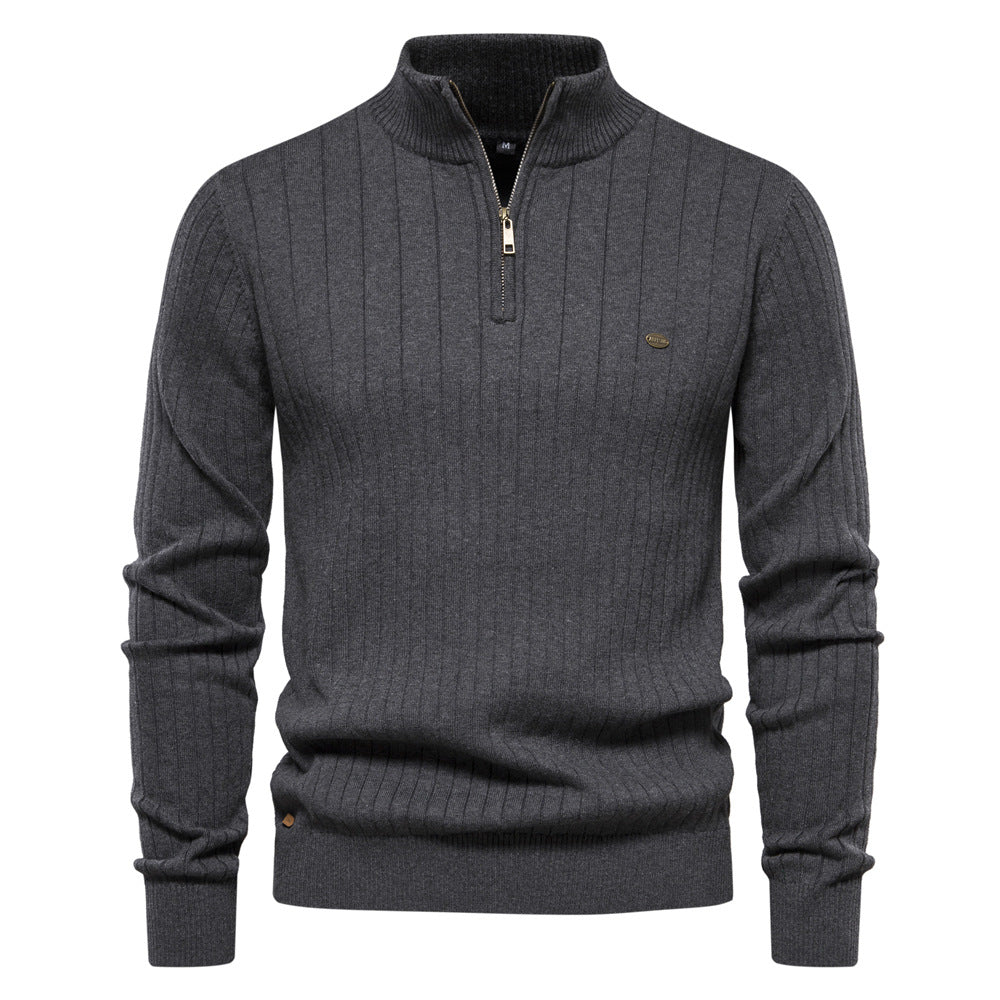 Men's Fashion Casual Stand Collar Half Zip Knitwear Sweater