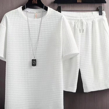 Summer Half Sleeves T-shirt Shorts New Two-piece Suit Casual Simple Men's Clothing