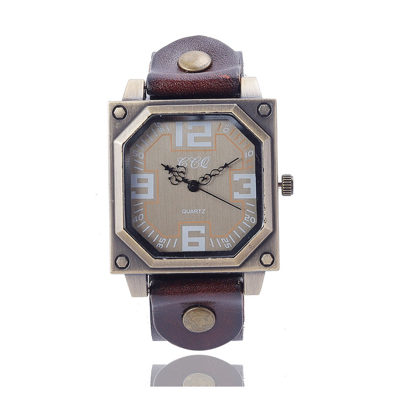 Universal Quartz Pin Buckle Casual Retro Digital Square Women's Watch