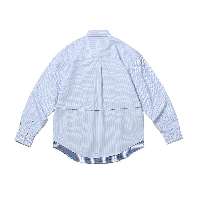 Men's Fashion Blue Vertical Striped Shirt