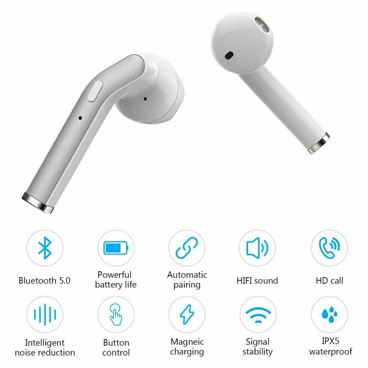 Bluetooth 5.0 Earbuds Headphones Wireless Noise Cancelling In-Ear Waterproof