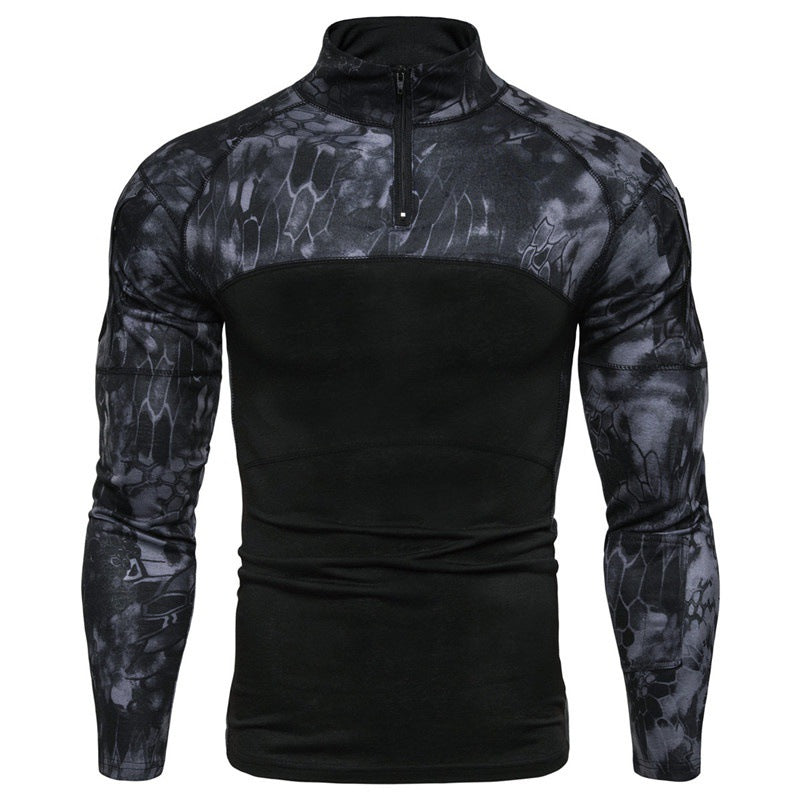 Men's Camouflage Long Sleeve Zipper Pocket T-Shirt