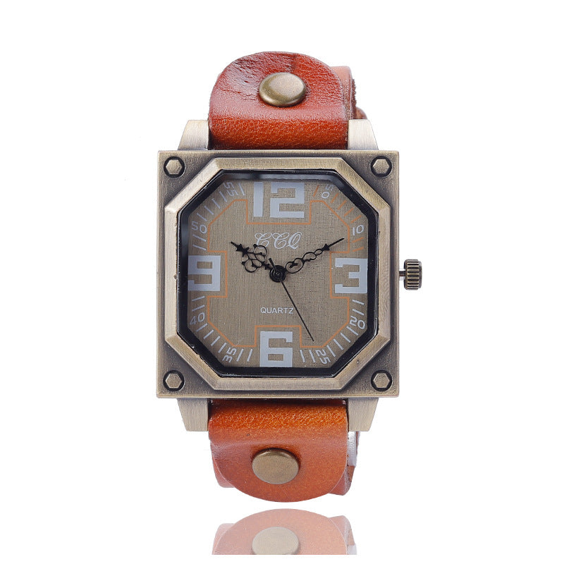 Universal Quartz Pin Buckle Casual Retro Digital Square Women's Watch