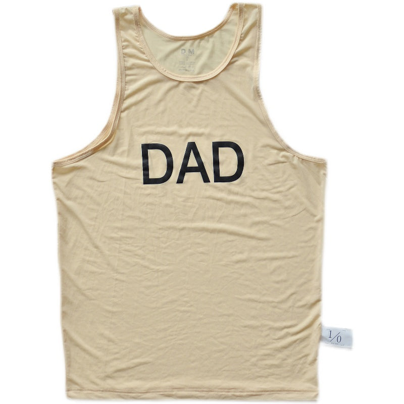 Boys Transparent Ice Silk Thin Smooth Quick-drying DAD Letter Vest