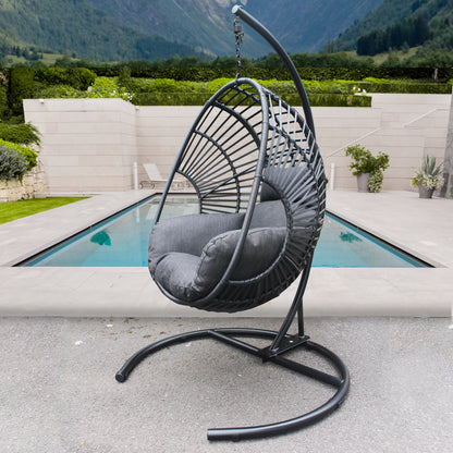 Outdoor wicker swing egg chair seat-Black(not for sale)