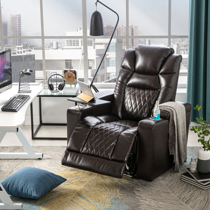 Motion Recliner with USB Charging Port and Hidden Arm Storage, Home Theater Seating with 2 Convenient Cup Holders Design and 360° Swivel Tray Table（old sku: SG000440AAA）