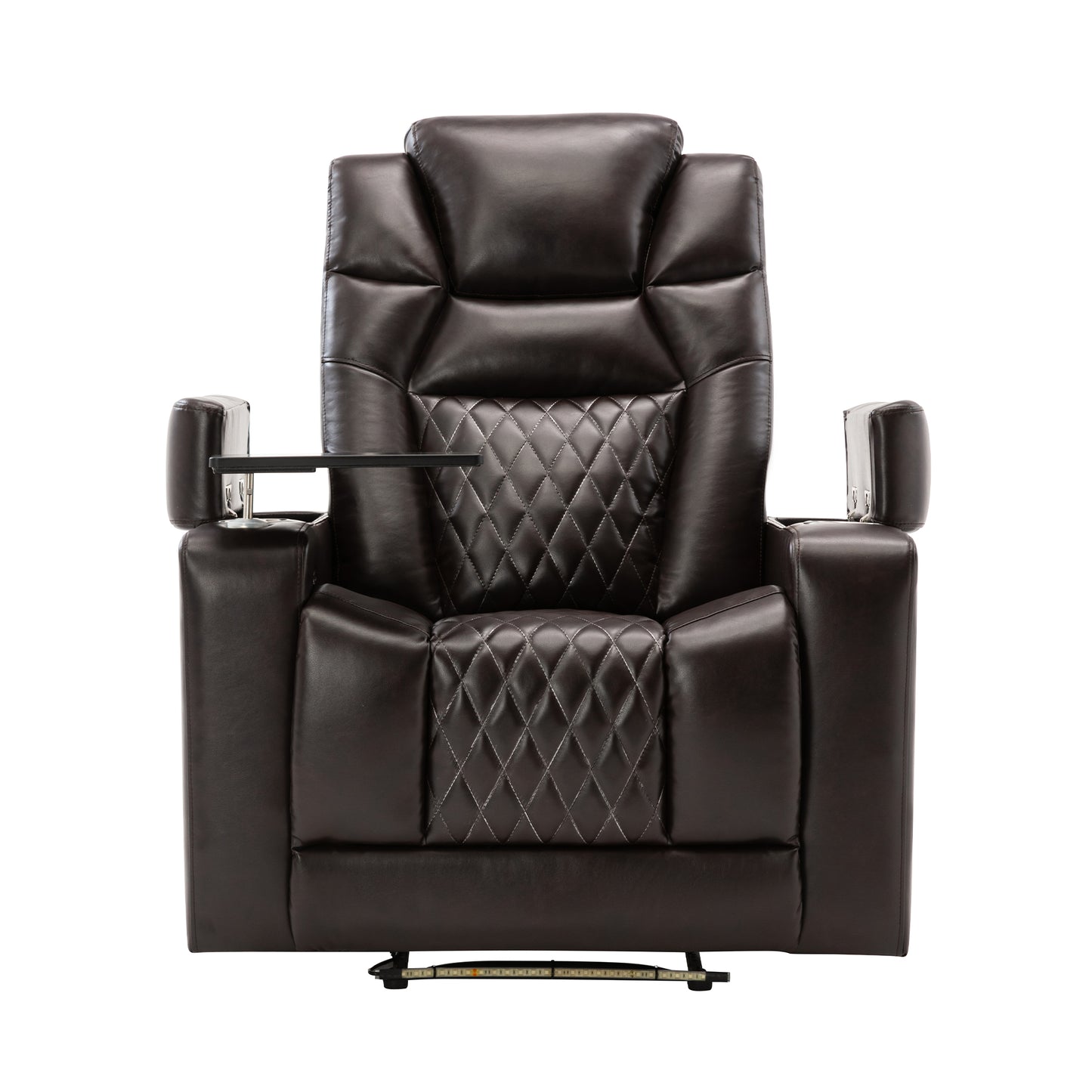 Motion Recliner with USB Charging Port and Hidden Arm Storage, Home Theater Seating with 2 Convenient Cup Holders Design and 360° Swivel Tray Table（old sku: SG000440AAA）